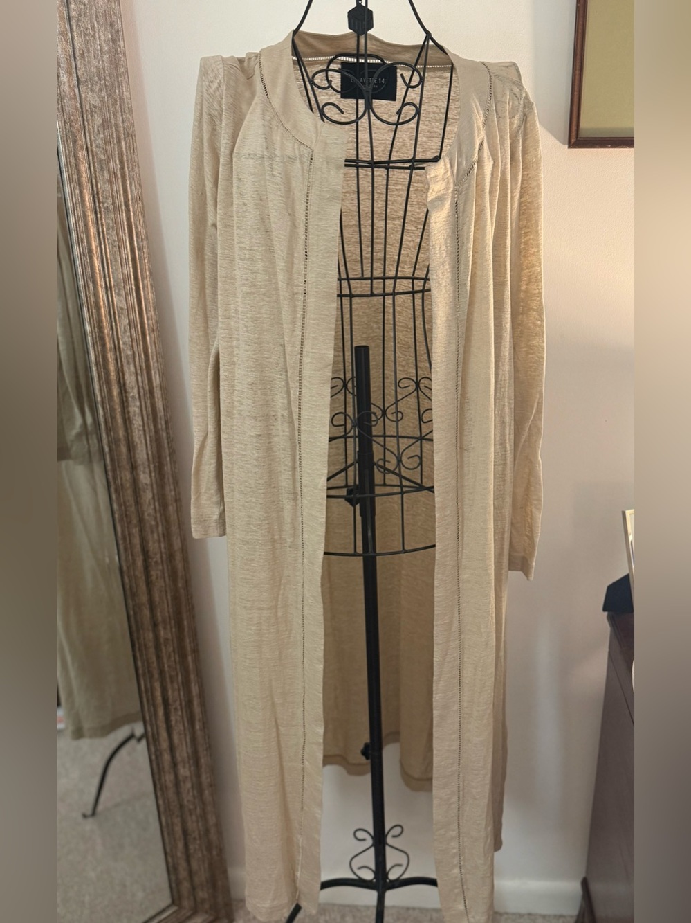Lafayette 148 New York 100% Linen Open-Front Duster Cardigan Size XL